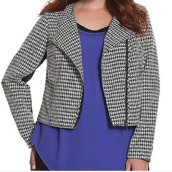 Lane Bryant Tops - Lane Bryant Moto Jacket Houndstooth NWOT 20W